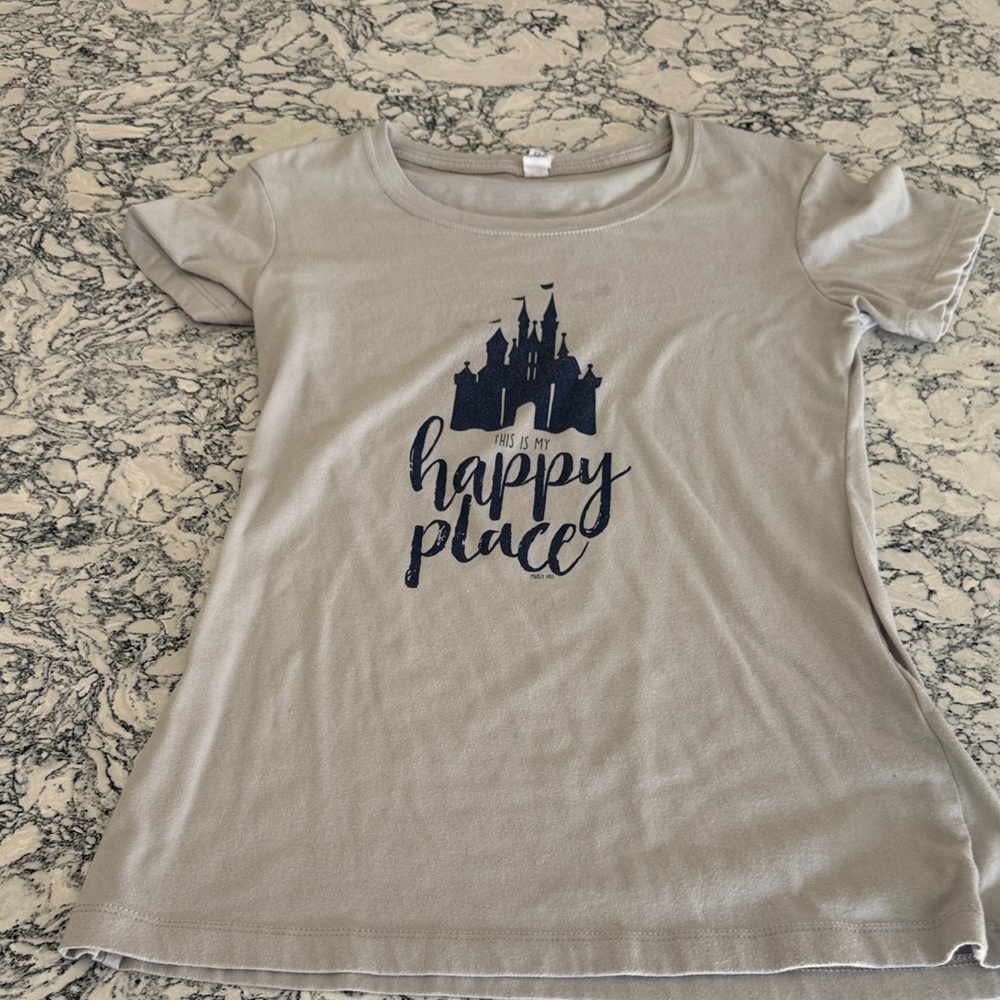 Women's Gray 'This Is My Happy Place' Castle Graphic Tee